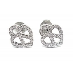 NEUF BOUCLES D'OREILLES POIRAY COEUR ENTRELACE 828250 DIAMANT OR BLANC 18K 2100€