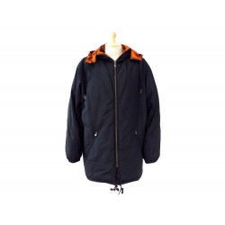 MANTEAU HERMES BLOUSON OVERSIZE T 38 M EN TOILE NOIR INTERIEUR BOLDUC COAT 3000€