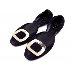 CHAUSSURES ROGER VIVIER CHIPS 37 BALLERINES A BOUCLE DAIM VEAU VELOURS NOIR 590€