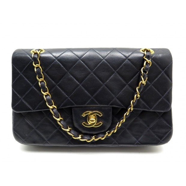 SAC A MAIN CHANEL TIMELESS PM 23 CM BLEU FONCE & DORE 