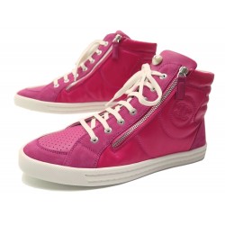 NEUF CHAUSSURES BASKETS CHANEL G29918 SNEAKERS 41 EN CUIR & DAIM ROSE SHOES 800€