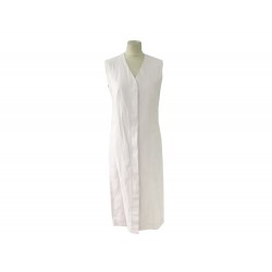 ROBE LONGUE HERMES TAILLE 38 M EN LIN BLANC ECRU GREY LINEN DRESS 820€