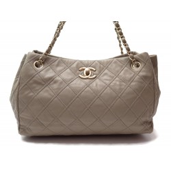 NEUF SAC A MAIN CHANEL SHOPPING EN CUIR SQUARE BANDOULIERE TAUPE HAND BAG 3600€