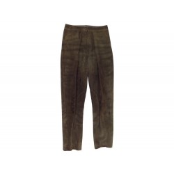 NEUF PANTALON HERMES 36 S EN VEAU VELOURS MARRON BROWN PANT SUEDE 1000€