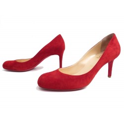 NEUF ESCARPINS SIMPLE PUMP 40 CHAUSSURES ESCARPINS DAIM VEAU VELOURS ROUGE 830€