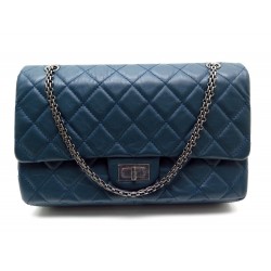 SAC A MAIN CHANEL MAXI 2.55 MADEMOISELLE CUIR BLEU CANARD BANDOULIERE BAG 5800€