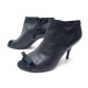 CHAUSSURES CHANEL G26709 LOW BOOTS OPEN TOE NOEUD 37 CUIR NOIR