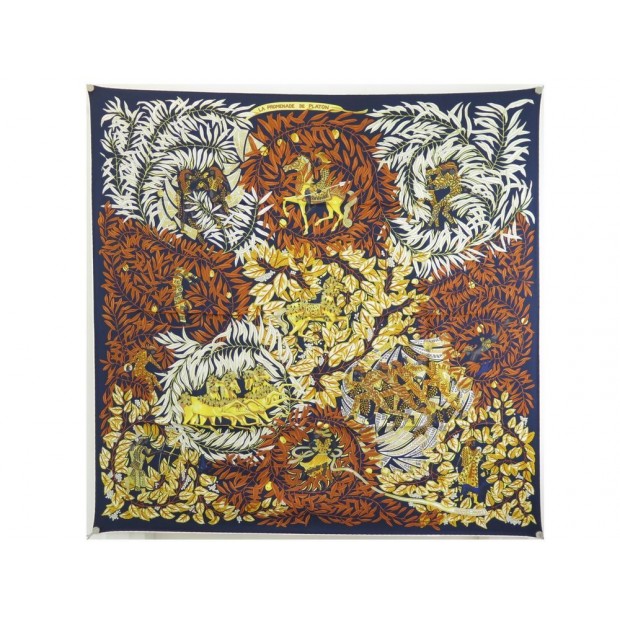 NEUF FOULARD HERMES LA PROMENADE DE PLATON ANNIE FAIVRE CARRE EN SOIE SCARF 360€