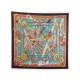 NEUF FOULARD HERMES LE SONGE DE LA LICORNE A. FAIVRE BLEU ORANGE SOIE SCARF 360€