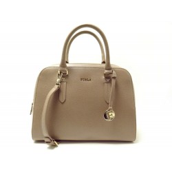 NEUF SAC A MAIN FURLA ELENA MEDIUM BOWLING EN CUIR BEIGE BANDOULIERE PURSE 250€