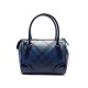 SAC A MAIN BURBERRY EN TOILE TARTAN BLEU & CUIR VERNIS BLUE CANVAS PURSE 720