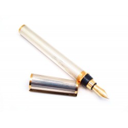 STYLO PLUME A PISTON ST DUPONT MONTPARNASSE EN OR & ACIER + ENCRIER PEN 500€