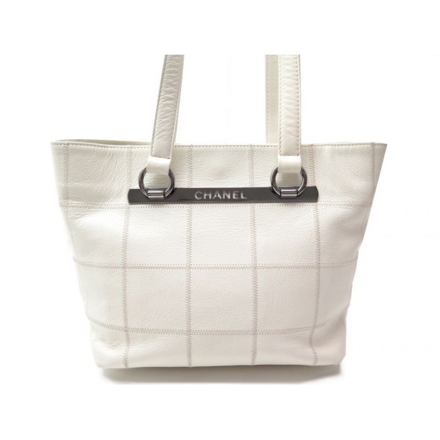 SAC A MAIN CHANEL SHOPPING SQUARE STITCH CUIR CAVIAR PM WHITE LEATHER BAG 3000€