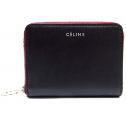 NEUF PORTEFEUILLE CELINE ZIPPE PM CUIR NOIR