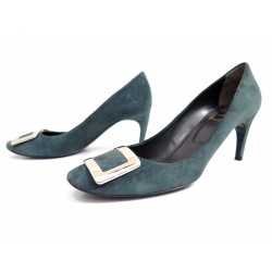 ESCARPINS ROGER VIVIER BELLE DE NUIT CHAUSSURES ESCARPINS DAIM VERT SHOES 570