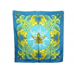 FOULARD HERMES PROUES CARRE 90 CM EN SOIE BLEUE P. LEDOUX SILK SCARF 360€