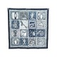 NEUF FOULARD HERMES LE BOUBOU H CARRE 65 CM COTON BLEU & GRIS + BOITE SCARF 200€