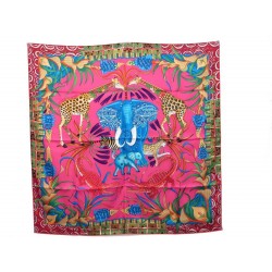 NEUF FOULARD HERMES LA MARCHE DU ZAMBEZE CARRE SOIE MULTICOLORE SILK SCARF 345€