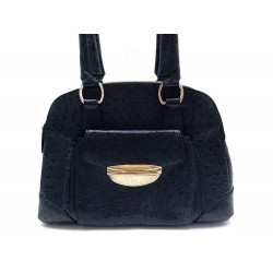 SAC A MAIN LANCEL ADJANI GM A04242 EN CUIR FACON AUTRUCHE NOIR BAG PURSE 1250€