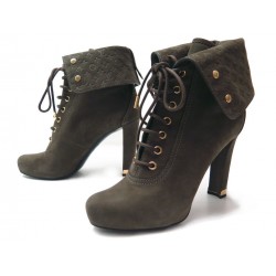 NEUF BOTTINES LOUIS VUITTON STARLETT ANKLE BOOTS 38.5 CUIR SUEDE MONOGRAM 1050