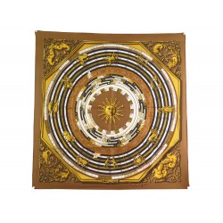 FOULARD HERMES DIES ET HORE ASTROLOGIE CARRE EN SOIE MARRON + BOITE SCARF 370€