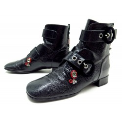 NEUF BOTTINES DIOR GATSBY CRAQUE CUIR NOIR 