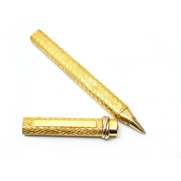 STYLO A BILLE MUST DE CARTIER TRINITY EN 3 ORS PLAQUE OR + ECRIN BALL PEN 320€