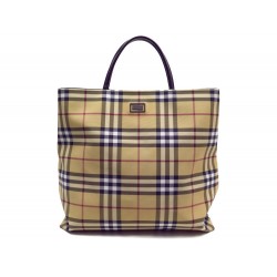 SAC A MAIN BURBERRY CABAS EN TOILE TARTAN CHECK BEIGE CANVAS HAND BAG TOTE 695€