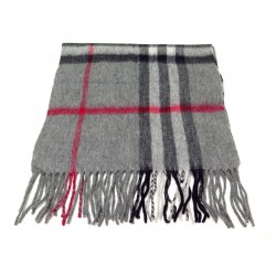 NEUF ECHARPE BURBERRY TARTAN CHECK GRIS EN 100% CACHEMIRE CASHMERE SCARF 490€