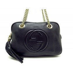 NEUF SAC A MAIN GUCCI SOHO 308983 EN CUIR GRAINE NOIR METAL DORE HAND BAG 1300€