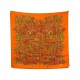 NEUF FOULARD HERMES LEGENDE MOGHOLE EN SOIE ORANGE CARRE + BOITE SILK SCARF 360€