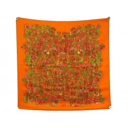 FOULARD HERMES LEGENDE MOGHOLE SOIE ORANGE 