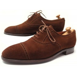 NEUF CHAUSSURES JOHN LOBB SEYMOUR 9E 43 RICHELIEU DAIM MARRON EMBAUCHOIRS 1350€