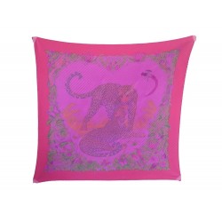 NEUF FOULARD HERMES JUNGLE LOVE PLISSE CARRE EN SOIE FUSHIA R. DALLET SCARF 360€