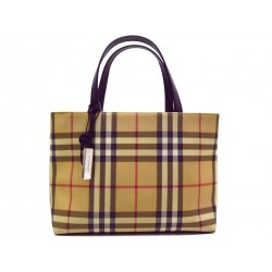 SAC A MAIN BURBERRY CABAS EN TOILE TARTAN CHECK BEIGE CANVAS PURSE BAG 595€