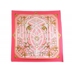 FOULARD HERMES CAVALCADOUR CARRE EN SOIE ROSE H. ORIGNY SILK SCARF PINK 360€