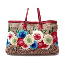 SAC A MAIN FENDI CABAS FLORAL EN RAPHIA & CUIR ED LIMITEE STRAW TOTE BAG 1600€