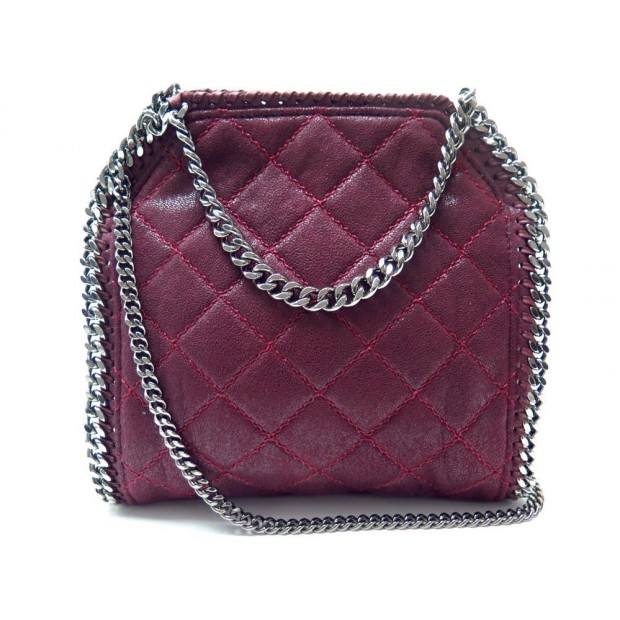 NEUF SAC A MAIN MC CARTNEY FALABELLA MINI TOTE 371223 MATELASSE BORDEAUX 690€