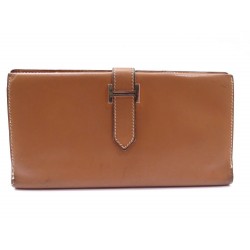 PORTEFEUILLE HERMES BEARN PORTE MONNAIE EN CUIR MARRON WALLET BILLFOLD 1920€