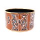 NEUF BRACELET HERMES MANCHETTE EXTRA LARGE 6.5 CM EMAIL IMPRIMEE METAL DORE 605€