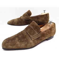 CHAUSSURES BERLUTI MOCASSINS PERFORATION 10 44 EN DAIM MARRON LOAFERS SHOES 990€