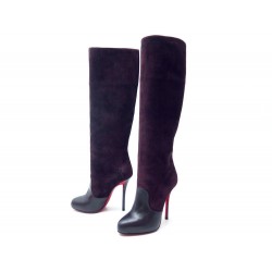 NEUF BOTTES CHRISTIAN LOUBOUTIN GIBSTER 37.5 DAIM ET CUIR 