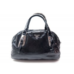 NEUF SAC A MAIN PRADA EN CUIR VERNI NOIR BLACK PATENT LEATHER PURSE 1800€