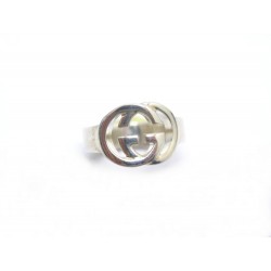 BAGUE GUCCI LOGO GG EN ARGENT 925 5.3 GR T 49 INTERLOCKING SILVER RING 230€