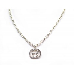 NEUF COLLIER GUCCI METAL ARGENTE ET CRISTAL 