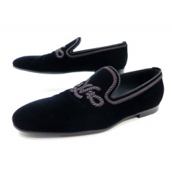 NEUF CHAUSSURES LOUIS VUITTON GRAND SALON MOCASSIN 7 41 VELOURS NOIR LOAFER 660€