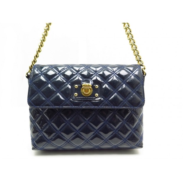  SAC MARC JACOBS CUIR VERNI BLEU