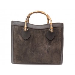 SAC A MAIN GUCCI BAMBOO 002-2853 CABAS EN CUIR ET DAIM MARRON TOTE BAG 1490€