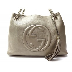 SAC A MAIN GUCCI SOHO 308982 CUIR BRONZE 