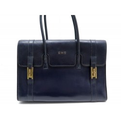 VINTAGE SAC A MAIN HERMES DRAG CUIR BLEU 